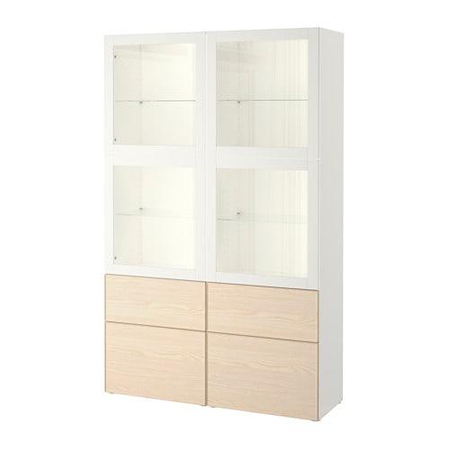 БЕСТО Комбинация д/хранения+стекл дверц - белый Синдвик/Инвикен ясеневый шпон, направляющие ящика,нажимные БЕСТО Комбинация д/хранения+стекл дверц - белый Синдвик/Инвикен ясеневый шпон, направляющие ящика,нажимные