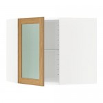 МЕТОД Углов навесн шк с полками/сткл дв - белый, Экестад дуб, 68x60 см МЕТОД Углов навесн шк с полками/сткл дв - белый, Экестад дуб, 68x60 см