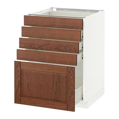 МЕТОД / ФОРВАРА Напольный шкаф с 5 ящиками - 60x60 см, Филипстад коричневый, белый