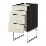 МЕТОД / МАКСИМЕРА Нплн шк 4 фронт/2 низк/2средн ящ - под дерево черный, Будбин белый с оттенком, 40x60x60 см