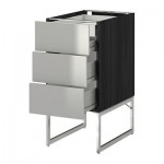 МЕТОД / ФОРВАРА Напольн шкаф 3фронт пнл/2низ/2ср ящ - 40x60x60 см, Гревста нержавеющ сталь, под дерево черный МЕТОД / ФОРВАРА Напольн шкаф 3фронт пнл/2низ/2ср ящ - 40x60x60 см, Гревста нержавеющ сталь, под дерево черный