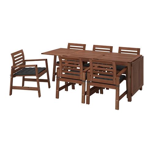 ÄPPLARÖ стол+6 кресел,д/сада коричневая морилка/Холло черный