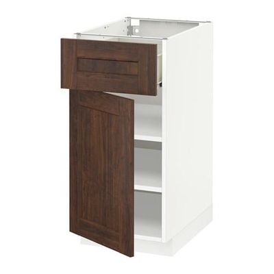 МЕТОД / ФОРВАРА Напольный шкаф с ящиком/дверью - 40x60 см, Эдсерум под дерево коричневый, белый МЕТОД / ФОРВАРА Напольный шкаф с ящиком/дверью - 40x60 см, Эдсерум под дерево коричневый, белый