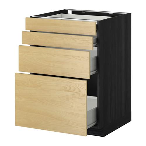МЕТОД / ФОРВАРА Напольн шкаф 4 фронт панели/4 ящика - 60x60 см, Тингсрид под березу, под дерево черный МЕТОД / ФОРВАРА Напольн шкаф 4 фронт панели/4 ящика - 60x60 см, Тингсрид под березу, под дерево черный
