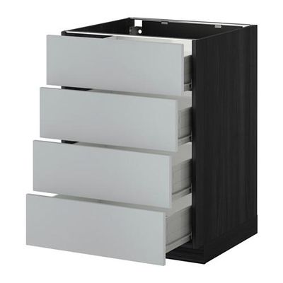 МЕТОД / ФОРВАРА Напольн шкаф 4 фронт панели/4 ящика - 60x60 см, Веддинге серый, под дерево черный МЕТОД / ФОРВАРА Напольн шкаф 4 фронт панели/4 ящика - 60x60 см, Веддинге серый, под дерево черный
