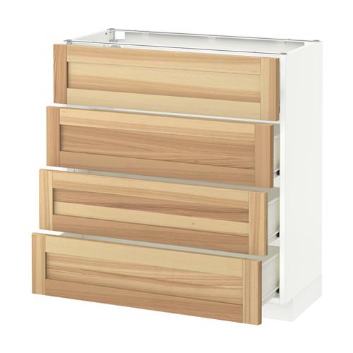 МЕТОД / ФОРВАРА Напольн шкаф 4 фронт панели/4 ящика - белый, Торхэмн естественный ясень, 80x37 см МЕТОД / ФОРВАРА Напольн шкаф 4 фронт панели/4 ящика - белый, Торхэмн естественный ясень, 80x37 см