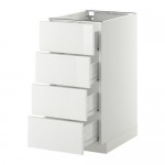 МЕТОД / ФОРВАРА Напольн шкаф 4 фронт панели/4 ящика - 40x60 см, Рингульт глянцевый белый, белый