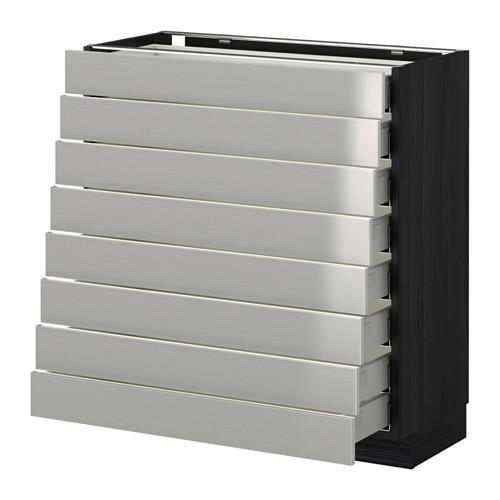 МЕТОД / МАКСИМЕРА Наполн шкаф 8 фронт/8 низк ящиков - под дерево черный, Гревста нержавеющ сталь, 80x37 см МЕТОД / МАКСИМЕРА Наполн шкаф 8 фронт/8 низк ящиков - под дерево черный, Гревста нержавеющ сталь, 80x37 см