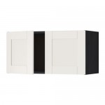 МЕТОД Навесной шкаф с 2 дверями - под дерево черный, Сэведаль белый