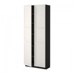 МЕТОД Высок шкаф с полками - 80x37x200 см, Лаксарби белый, под дерево черный