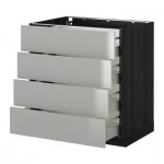 МЕТОД / МАКСИМЕРА Напольн шкаф 4 фронт панели/4 ящика - 80x60 см, Гревста нержавеющ сталь, под дерево черный МЕТОД / МАКСИМЕРА Напольн шкаф 4 фронт панели/4 ящика - 80x60 см, Гревста нержавеющ сталь, под дерево черный