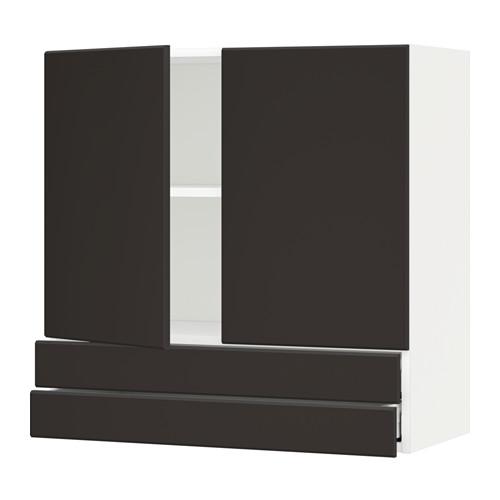 МЕТОД / МАКСИМЕРА Навесной шкаф/2дверцы/2ящика - белый, Кунгсбакка антрацит, 80x80 см МЕТОД / МАКСИМЕРА Навесной шкаф/2дверцы/2ящика - белый, Кунгсбакка антрацит, 80x80 см