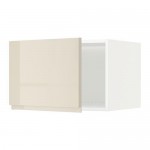 МЕТОД Верх шкаф на холодильн/морозильн - белый, Воксторп глянцевый светло-бежевый, 60x40 см