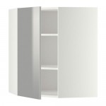 METOD угловой навесной шкаф с полками белый/Гревста нержавеющ сталь 67.5x67.5x80 cm