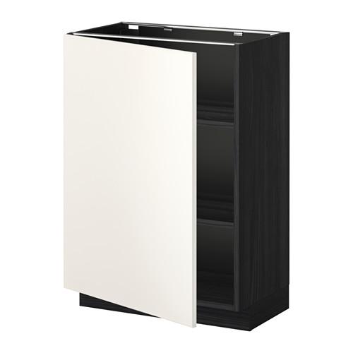 METOD напольный шкаф с полками черный/Веддинге белый 60x37 см