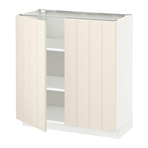 МЕТОД Напол шкаф с полками/2двери - белый, Хитарп белый с оттенком, 80x37 см