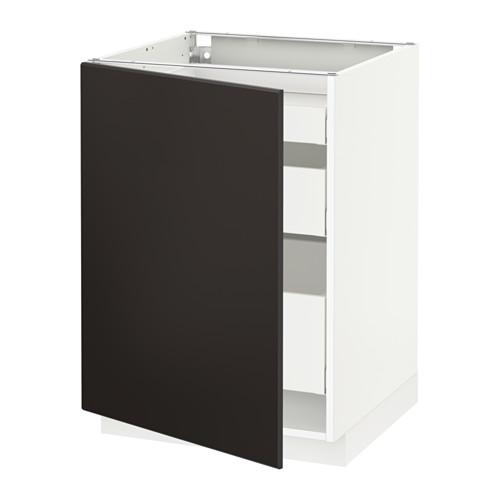 МЕТОД / МАКСИМЕРА Напольный шкаф с 1двр/3ящ - белый, Кунгсбакка антрацит, 60x60 см МЕТОД / МАКСИМЕРА Напольный шкаф с 1двр/3ящ - белый, Кунгсбакка антрацит, 60x60 см