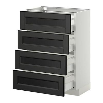 МЕТОД / МАКСИМЕРА Напольн шкаф 4 фронт панели/4 ящика - 60x37 см, Лаксарби черно-коричневый, белый МЕТОД / МАКСИМЕРА Напольн шкаф 4 фронт панели/4 ящика - 60x37 см, Лаксарби черно-коричневый, белый