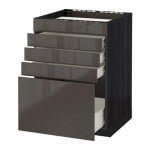 МЕТОД / ФОРВАРА Напольн шк д/вар панели/5фасад/4ящ - 60x60 см, Рингульт глянцевый серый, под дерево черный МЕТОД / ФОРВАРА Напольн шк д/вар панели/5фасад/4ящ - 60x60 см, Рингульт глянцевый серый, под дерево черный