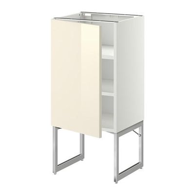 МЕТОД Напольный шкаф с полками - 40x37x60 см, Рингульт глянцевый кремовый, белый