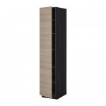 МЕТОД Высок шкаф с полками - 40x60x200 см, Брокхульт под грецкий орех светло-серый, под дерево черный МЕТОД Высок шкаф с полками - 40x60x200 см, Брокхульт под грецкий орех светло-серый, под дерево черный
