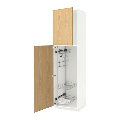 METOD выс шк с отд д/акс д/убрк белый/Экестад дуб 60x60x220 см METOD выс шк с отд д/акс д/убрк белый/Экестад дуб 60x60x220 см