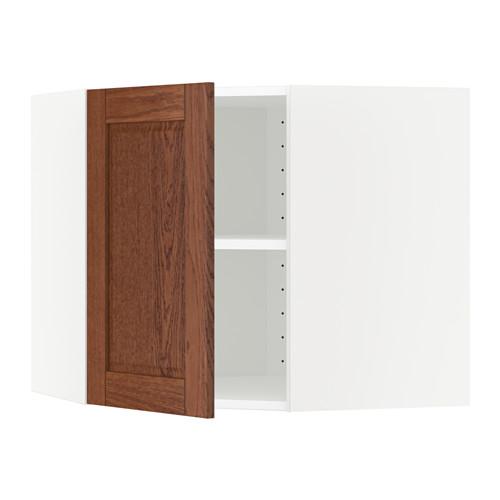 МЕТОД Угловой навесной шкаф с полками - белый, Филипстад коричневый, 68x60 см