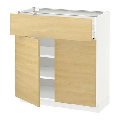 МЕТОД / МАКСИМЕРА Напольный шкаф+ящик/2дверцы - 80x37 см, Тингсрид под березу, белый