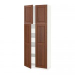 МЕТОД / МАКСИМЕРА Высокий шкаф/4дверцы/4ящика - белый, Филипстад коричневый