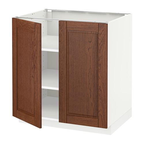 МЕТОД Напол шкаф с полками/2двери - белый, Филипстад коричневый, 80x60 см