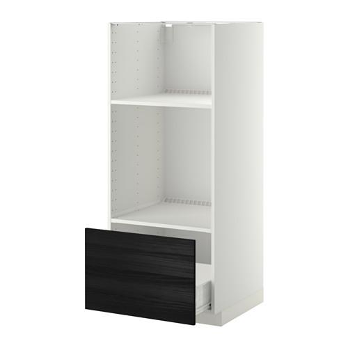 МЕТОД / ФОРВАРА Высокий шкаф с ящиком д/духовки/СВЧ - белый, Тингсрид под дерево черный МЕТОД / ФОРВАРА Высокий шкаф с ящиком д/духовки/СВЧ - белый, Тингсрид под дерево черный