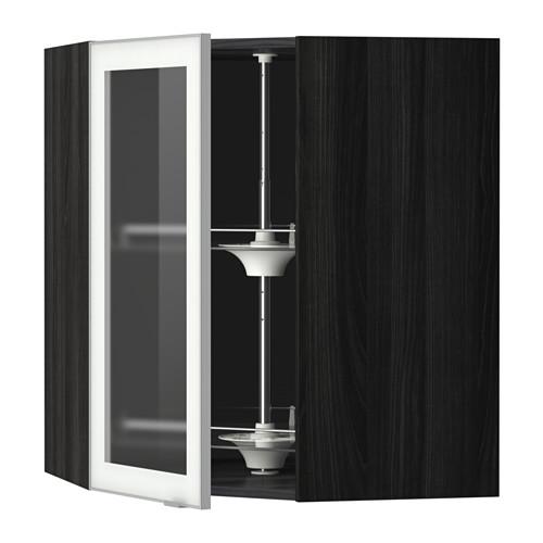 МЕТОД Углов навесн шк с врщ скц/сткл дв - под дерево черный, Ютис матовое стекло/алюминий, 68x80 см МЕТОД Углов навесн шк с врщ скц/сткл дв - под дерево черный, Ютис матовое стекло/алюминий, 68x80 см