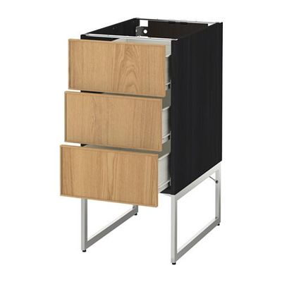 МЕТОД / ФОРВАРА Нплн шк 3 фрнт/3 средн ящика - 40x60x60 см, Экестад дуб, под дерево черный МЕТОД / ФОРВАРА Нплн шк 3 фрнт/3 средн ящика - 40x60x60 см, Экестад дуб, под дерево черный