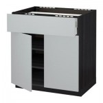 МЕТОД / МАКСИМЕРА Нплн шк д/врч пнл/ящ/плк/2дв - 80x60 см, Веддинге серый, под дерево черный