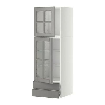 МЕТОД / ФОРВАРА Навесной шкаф/2 стек дв/2 ящика - 40x120 см, Будбин серый, белый