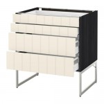 МЕТОД / МАКСИМЕРА Нплн шк 4 фронт/2 низк/2средн ящ - под дерево черный, Хитарп белый с оттенком, 80x60x60 см