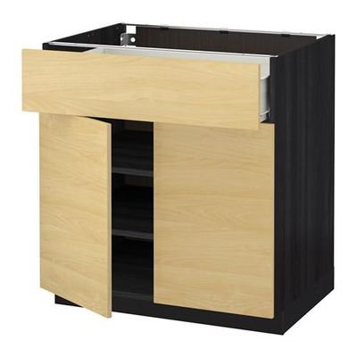 МЕТОД / ФОРВАРА Напольный шкаф+ящик/2дверцы - 80x60 см, Тингсрид под березу, под дерево черный МЕТОД / ФОРВАРА Напольный шкаф+ящик/2дверцы - 80x60 см, Тингсрид под березу, под дерево черный