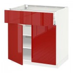 МЕТОД / МАКСИМЕРА Напольный шкаф+ящик/2дверцы - 80x60 см, Рингульт глянцевый красный, белый МЕТОД / МАКСИМЕРА Напольный шкаф+ящик/2дверцы - 80x60 см, Рингульт глянцевый красный, белый