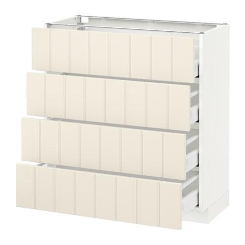 МЕТОД / МАКСИМЕРА Напольн шкаф 4 фронт панели/4 ящика - белый, Хитарп белый с оттенком, 80x37 см