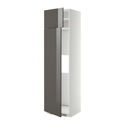 МЕТОД Выс шкаф д/холодильн или морозильн - 60x60x220 см, Рингульт глянцевый серый, белый