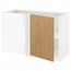 МЕТОД Угловой напольный шкаф с полкой - белый, Экестад дуб