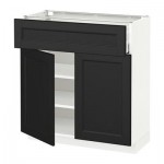 МЕТОД / МАКСИМЕРА Напольный шкаф+ящик/2дверцы - 80x37 см, Лаксарби черно-коричневый, белый МЕТОД / МАКСИМЕРА Напольный шкаф+ящик/2дверцы - 80x37 см, Лаксарби черно-коричневый, белый
