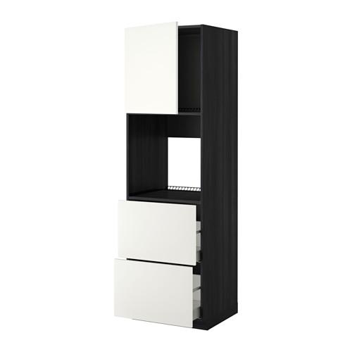 МЕТОД / МАКСИМЕРА Выс шк д/дхвк+двр/2фрнт/2выс ящ - под дерево черный, Хэггеби белый, 60x60x200 см