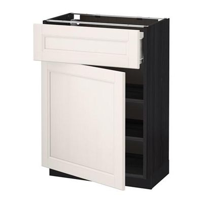 МЕТОД / ФОРВАРА Напольный шкаф с ящиком/дверью - 60x37 см, Лаксарби белый, под дерево черный МЕТОД / ФОРВАРА Напольный шкаф с ящиком/дверью - 60x37 см, Лаксарби белый, под дерево черный
