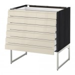 МЕТОД / МАКСИМЕРА Напольн шкаф 6фронт пнл/6 низ ящ - под дерево черный, Воксторп глянцевый светло-бежевый, 80x60x60 см МЕТОД / МАКСИМЕРА Напольн шкаф 6фронт пнл/6 низ ящ - под дерево черный, Воксторп глянцевый светло-бежевый, 80x60x60 см