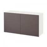 БЕСТО Стеллаж с дверьми - белый/Вальвикен темно-коричневый