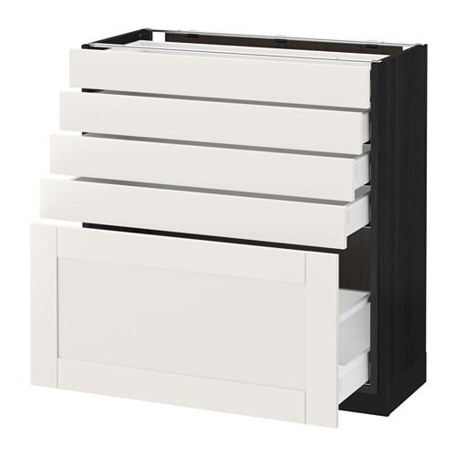 МЕТОД / МАКСИМЕРА Напольный шкаф с 5 ящиками - под дерево черный, Сэведаль белый, 80x37 см