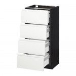 МЕТОД / МАКСИМЕРА Напольн шкаф 4 фронт панели/4 ящика - под дерево черный, Воксторп белый, 40x37 см