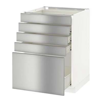 МЕТОД / ФОРВАРА Напольный шкаф с 5 ящиками - 60x60 см, Гревста нержавеющ сталь, белый МЕТОД / ФОРВАРА Напольный шкаф с 5 ящиками - 60x60 см, Гревста нержавеющ сталь, белый
