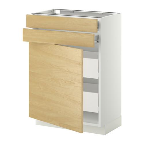 МЕТОД / ФОРВАРА Нплн шк двр/2фрнт/2нзк/2срд ящ - белый, Тингсрид под березу, 60x37 см